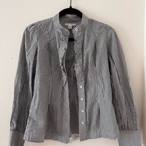 Banana Republic Black and White Striped Button Down Shirt